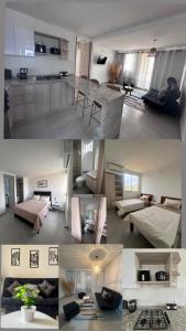 a collage of four pictures of a living room at Apartamento Cartagena Moderno y Comodo in Manzanillo del Mar