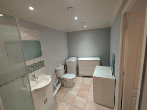 a bathroom with a toilet and a sink at Studio A côté Du Plus Beau Marché De France in Béziers