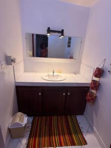 a bathroom with a sink and a mirror at Appartement Chez Tourab in Nosy Be +6 photos