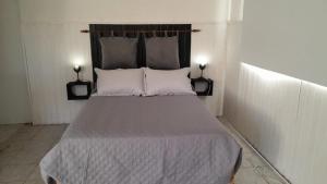 een slaapkamer met een groot bed met twee kussens bij Monoambiente in La Porteña