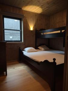 ein Schlafzimmer mit zwei Etagenbetten und einem Fenster in der Unterkunft Alpine Crown Trysil in Trysil