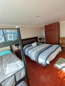a bedroom with two bunk beds and a ladder at Visok B&B in Frutillar
