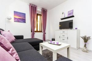 a living room with a couch and a tv at Center Apartment Lori in Pula