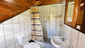 a bathroom with a toilet and a sink at CABAÑAS RANCH OXaPAMP4 in Oxapampa +28 photos