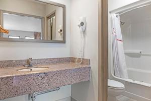 un bagno con lavandino, specchio e WC di Red Roof Inn Bowling Green a Bowling Green Altre 30 foto