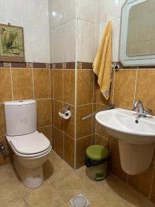 un baño con inodoro y lavabo en 3 Bedroom Family Apartment in Amman, en Amán