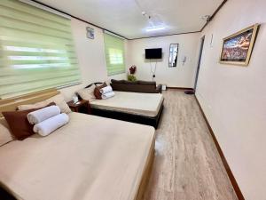 un salon avec deux lits et un canapé dans l'établissement Zenmist Properties- Studio Type Condo, à Baguio
