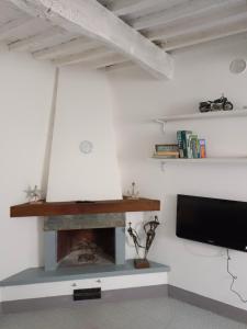a living room with a fireplace and a flat screen tv at Da roy in Pancole
