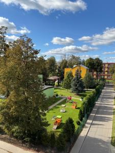 an aerial view of a park in a city at Feliz Stay in Šiauliai