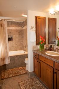 a bathroom with a tub and a toilet and a sink at Antlers at Vail Resort in Vail