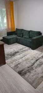 a living room with a green couch in a room at LCB Apartments C04 in Târgu-Mureş