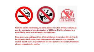 two signs that say no parking and no pets at Maison Tivoli in Huningue