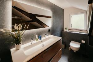 a bathroom with a sink and a toilet at Chalet Kaz - Haute Savoie - 6 Chambres 12 couchages in Vacheresse +44 photos