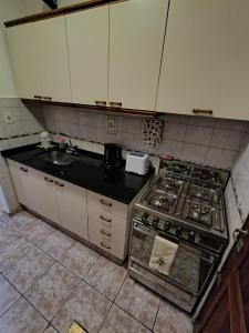 a kitchen with a stove and a sink at Casa El Jacarandá in San Juan +4 photos