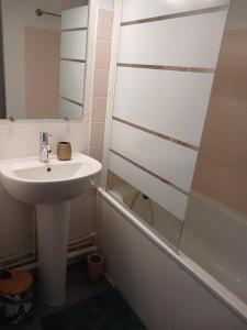 a bathroom with a sink and a mirror at STUDIO à SAINT-DENIS DE LA REUNION in Saint-Denis