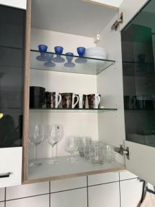 Kuchyň nebo kuchyňský kout v ubytování AlteStaatsbank - wohnen inklusive Fitness & Wellness