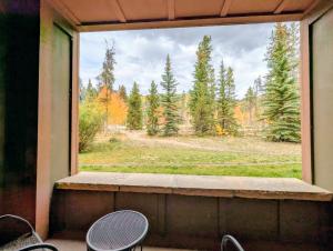 a window with a view of a field and trees at Springs 8803 by SummitCove Lodging in Colorado in Keystone