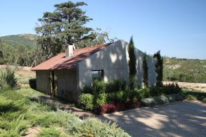 a small house with a red roof in a field at Quinta Vale da Roca in Sintra