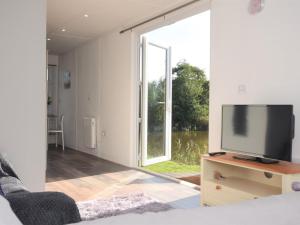 a living room with a tv and a large window at 1 Bed in Thetford 76493 in East Harling