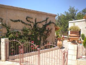 a fence in front of a building with plants at Marias Alikambos in Alikampos