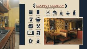 a collage of photos of a kitchen with icons at Casa Sucre Ayacucho in Ayacucho