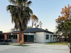 a house with a palm tree in front of it at Hope Villa Luxury Accomodation in Odendaalsrus