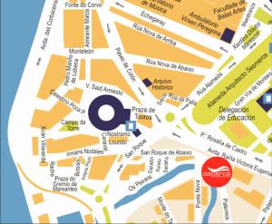 a map of the city of berlin with a stop at Hotel Apartamentos Dabarca in Pontevedra