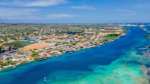 an aerial view of a beach and the water at Off-Grid Oceanfront Villa in Savaneta