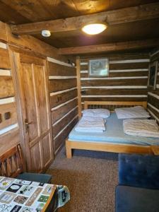 a room with two beds in a cabin at Chata Roubenka in Sedloňov +22 photos