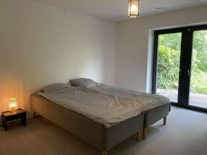 コペンハーゲンにあるCopenhagen Finestのベッドと大きな窓のある寝室