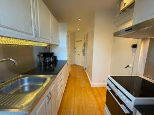 コペンハーゲンにあるComfy Valby Retreatのシンクとカウンタートップのあるキッチン