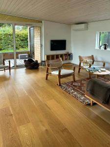 Μια τηλεόραση ή/και κέντρο ψυχαγωγίας στο New Wooden House Near Hornbæk Beach