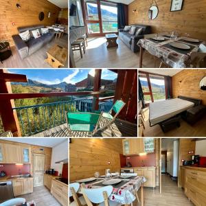 a collage of photos of a house with a view at Douceur Alpine - Arc 2000 - Ski IN OUT - Conciergerie du Varet in Bourg-Saint-Maurice