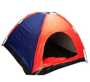 a red and blue tent with a red and blue at Rental Tenda Rahim in Sungaisarikmalai
