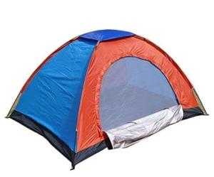 a blue and orange tent on a white background at Rental Tenda Rahim in Sungaisarikmalai