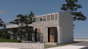 a rendering of a house with a stone facade at VICE VERSA -Seaside boutique Villa with Pool in Punat