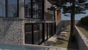 a villa with a swimming pool and a tree at VICE VERSA -Seaside boutique Villa with Pool in Punat