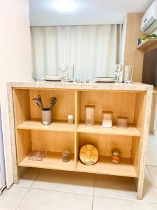 Η κουζίνα ή μικρή κουζίνα στο 02 Flat Golden Home Boa Viagem