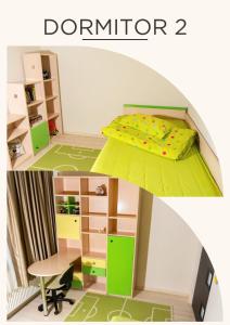a childs bedroom with a bed and a desk at Casa M&R in Bucharest