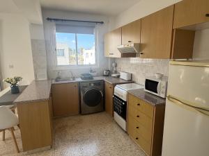 a small kitchen with a sink and a dishwasher at Riana Latchi Apartment in Polis Chrysochous +10 photos