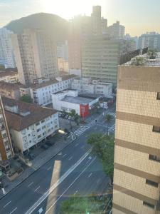 an aerial view of a city street with buildings at Apê 126 - Vista Mar in São Vicente