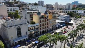 an aerial view of a city with buildings at Socialtel Lapa Rio de Janeiro in Rio de Janeiro