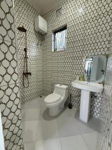 a bathroom with a toilet and a sink at Mlangoni Cottages in Sanya Juu +30 photos