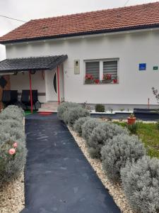 a walkway in front of a house with plants at Apartman Cirkic in Sanski most