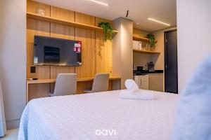 Dapur atau dapur kecil di Flats confortáveis no Alta Marine por Quarto à Vista