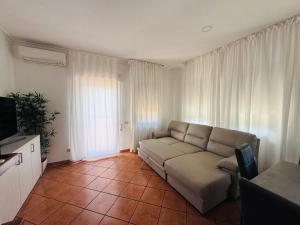 a living room with a couch and a television at Casa Home COMPIANI Apartment in Isola Sacra