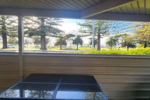 a room with a window with a view of a park at Cosy Bayside Studio in Esperance