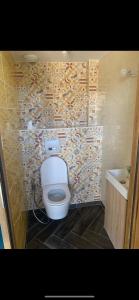 a small bathroom with a toilet and a sink at Le gîte de capucine in Saint Loup Lamaire