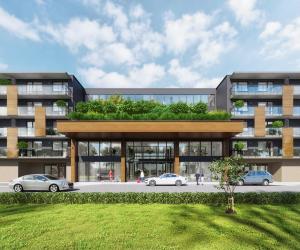 an architectural rendering of a building with cars parked in front at Family & Business Apartments PREMIUM No1 - 1 Bedroom with Private Jacuzzi, Balcony, Parking in Warsaw