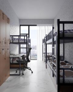 Ένα ή περισσότερα κρεβάτια σε δωμάτιο στο Arzum Hostel